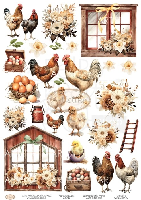 Papier do scrapbookingu A4 dodatki do wycinania Wielkanoc 04 A-P-044 Artistiko