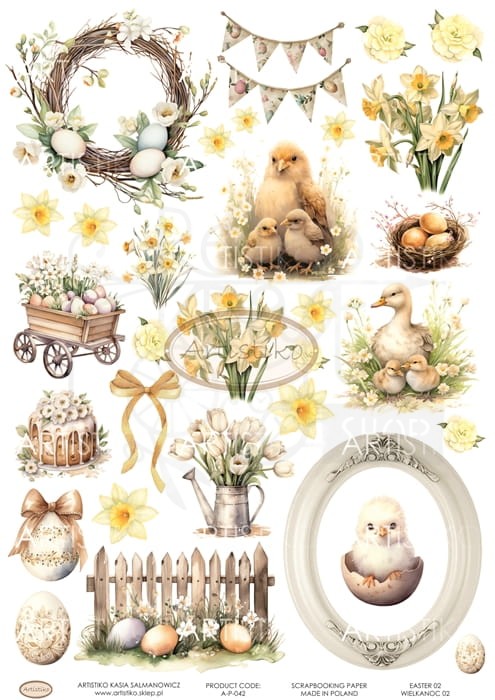Papier do scrapbookingu A4 dodatki do wycinania Wielkanoc 02 A-P-042 Artistiko