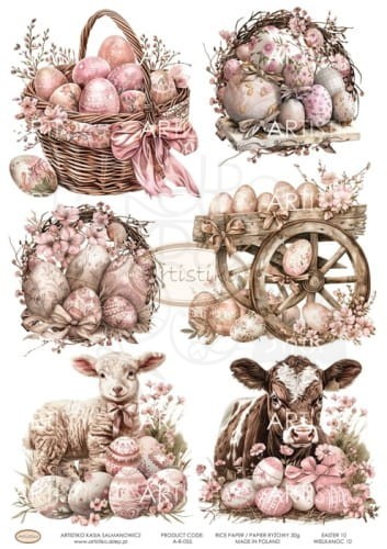 Papier ryżowy do decoupage A4 Wielkanoc 10 A-R-055 Artistiko