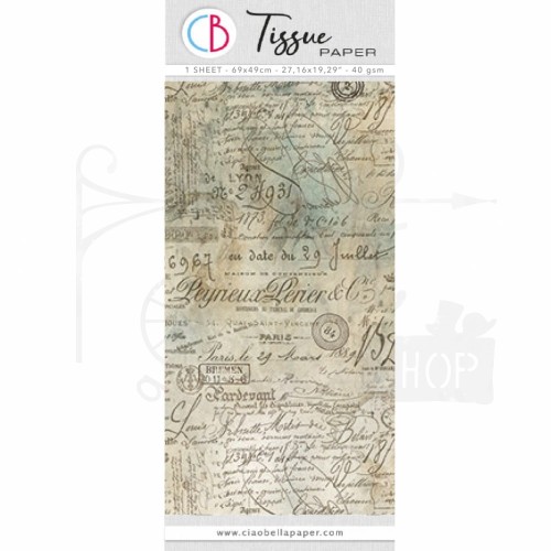 Papier bibuła Tissue Paper 69x49cm Old Ledgers HT003 Ciao Bella