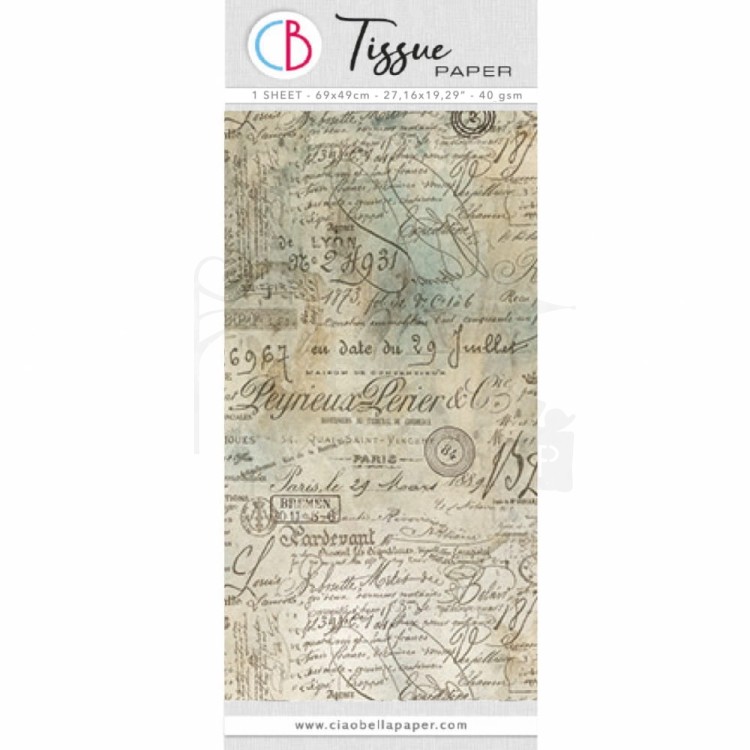 Papier bibuła Tissue Paper 69x49cm Old Ledgers HT003 Ciao Bella