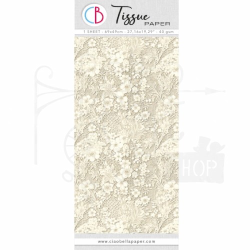 Papier bibuła Tissue Paper 69x49cm Antique Linen Lace HT002 Ciao Bella