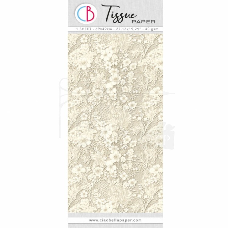Papier bibuła Tissue Paper 69x49cm Antique Linen Lace HT002 Ciao Bella