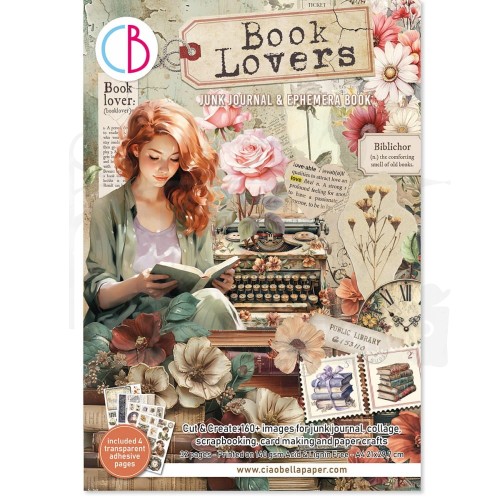 Zestaw papierów A4 Junk Journal &amp; Ephemera Book Book Lovers 32arkusze CBB005 Ciao Bella