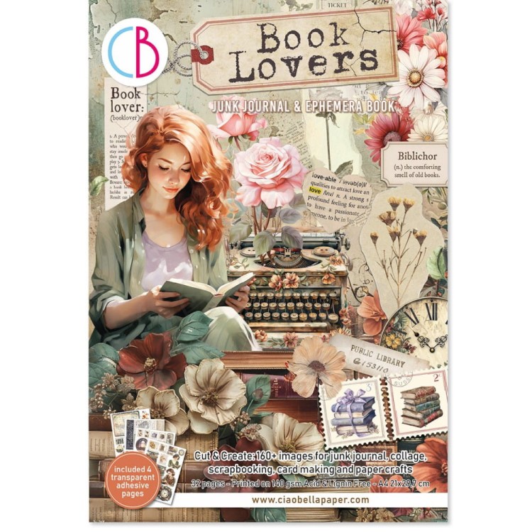 Zestaw papierów A4 Junk Journal &amp; Ephemera Book Book Lovers 32arkusze CBB005 Ciao Bella