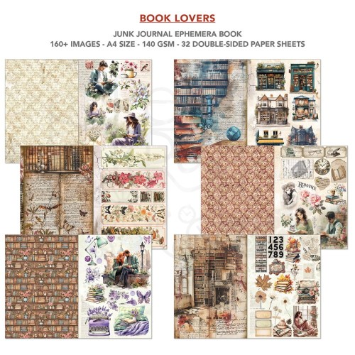 Zestaw papierów A4 Junk Journal &amp; Ephemera Book Book Lovers 32arkusze CBB005 Ciao Bella