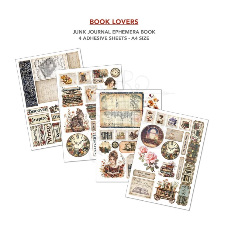 Zestaw papierów A4 Junk Journal &amp; Ephemera Book Book Lovers 32arkusze CBB005 Ciao Bellapg