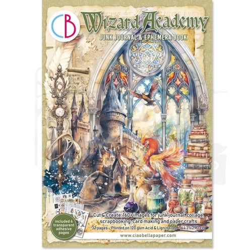Zestaw A4 Junk Journal &amp; Ephemera Book Wizard Academy 32arkusze CBB004 Ciao Bella