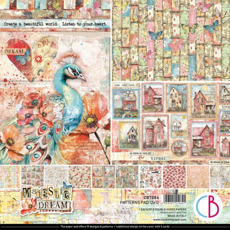 Zestaw papierów do scrapbookingu 30x30 Majestic Dream 8szt CBT084 Ciao Bella