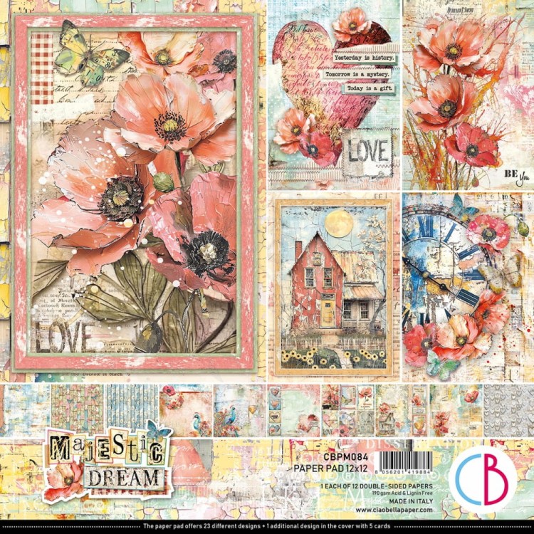 Zestaw papierów do scrapbookingu 30x30 Majestic Dream 12szt CBPM084 Ciao Bella