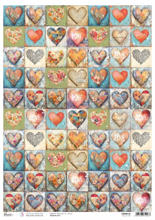 Papier ryżowy do decoupage A3 Majestic Dream Full of love CBRM132 Ciao Bella