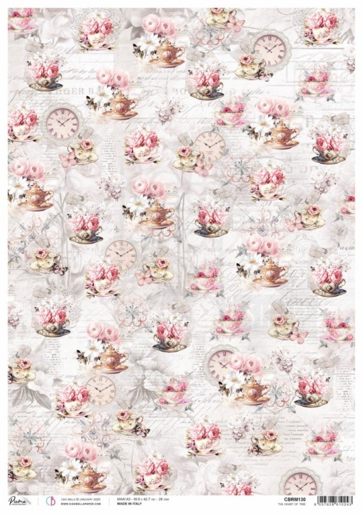 Papier ryżowy do decoupage A3 Timeless Moments The Heart of Time CBRM130 Ciao Bella