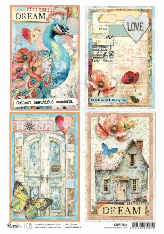 Papier ryżowy do decoupage A4 Majestic Dream Cards CBRP534 Ciao Bella