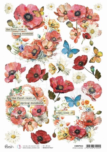 Papier ryżowy do decoupage A4 Majestic Dream Spring sunshine CBRP533 Ciao Bella