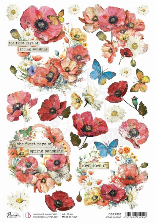Papier ryżowy do decoupage A4 Majestic Dream Spring sunshine CBRP533 Ciao Bella