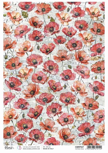 Papier ryżowy do decoupage A4 Majestic Dream Poppies Field CBRP527 Ciao Bella
