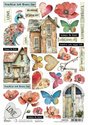 Papier ryżowy do decoupage A4 Majestic Dream Elements CBRP526 Ciao Bella