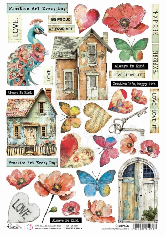 Papier ryżowy do decoupage A4 Majestic Dream Elements CBRP526 Ciao Bella