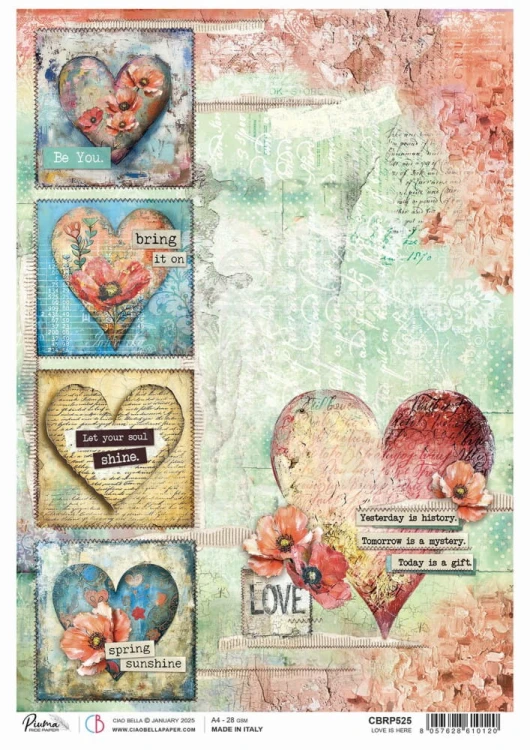 Papier ryżowy do decoupage A4 Majestic Dream Love is here CBRP525 Ciao Bella