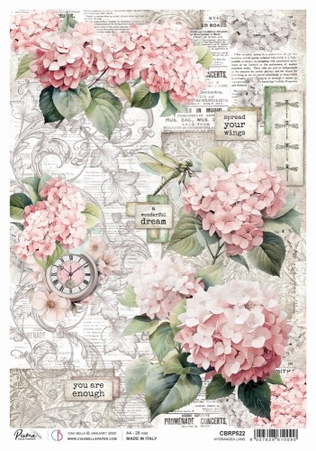 Papier ryżowy do decoupage A4 Timeless Moments Hydrangea land CBRP522 Ciao Bella