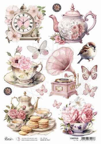 Papier ryżowy do decoupage A4 Timeless Moments Tea Time CBRP520 Ciao Bella