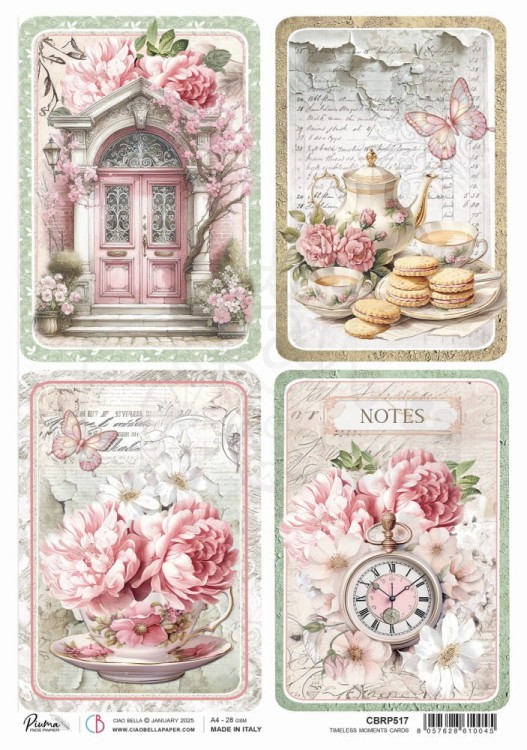 Papier ryżowy do decoupage A4 Timeless Moments Cards CBRP517 Ciao Bella