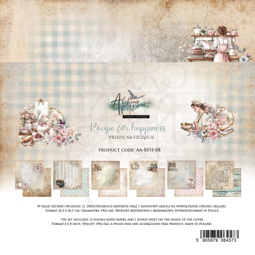 Zestaw papierów do scrapbookingu 20x20 Recipe for Happiness AA-RFH-08 Alchemy of Art