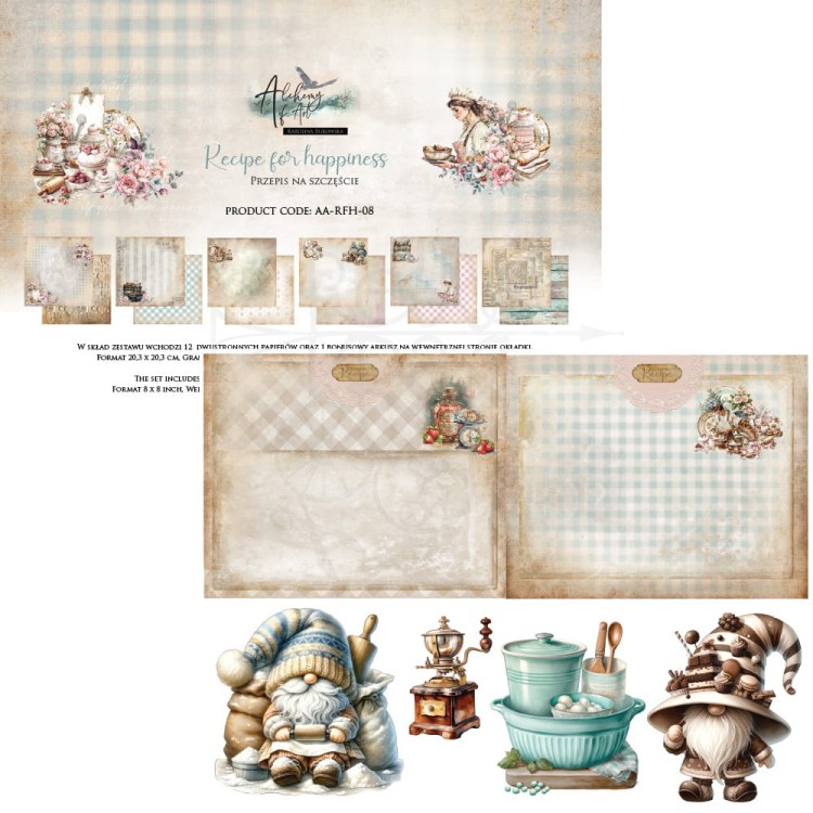 Zestaw papierów do scrapbookingu 20x20 Recipe for Happiness AA-RFH-08 Alchemy of Art