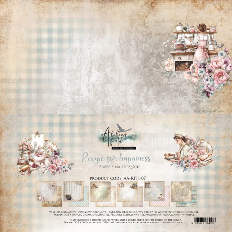 Zestaw papierów do scrapbookingu 30x30 Recipe for Happiness AA-RFH-07 Alchemy of Art