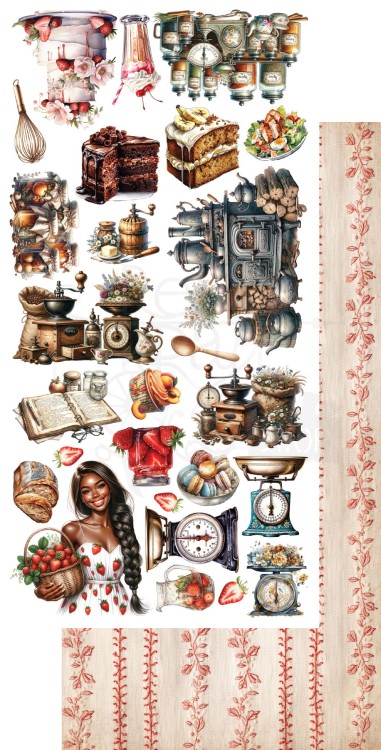 Zestaw papierów 15x30 dodatki do samodzielnego wycięcia Recipe for Happiness AA-RFH-10 Alchemy of Art