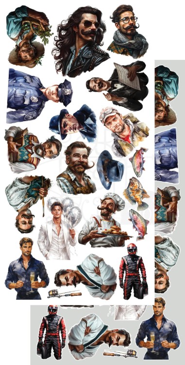 Zestaw papierów 15x30 dodatki do samodzielnego wycięcia Adventure Men AA-AM-10 Alchemy of Art