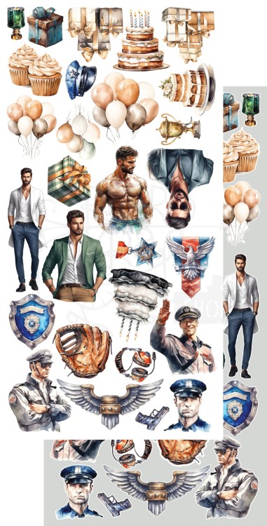 Zestaw papierów 15x30 dodatki do samodzielnego wycięcia Adventure Men AA-AM-10 Alchemy of Art