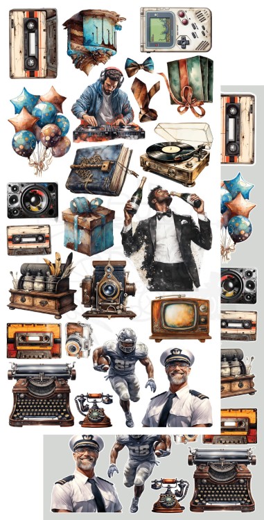 Zestaw papierów 15x30 dodatki do samodzielnego wycięcia Adventure Men AA-AM-10 Alchemy of Art