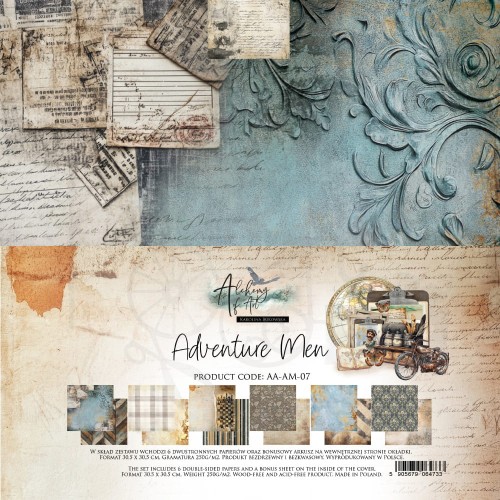 Zestaw papierów do scrapbookingu 30x30 Adventure Men AA-AM-07 Alchemy of Art