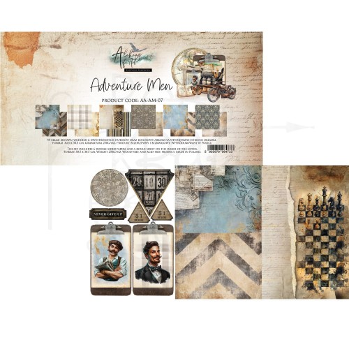 Zestaw papierów do scrapbookingu 30x30 Adventure Men AA-AM-07 Alchemy of Art