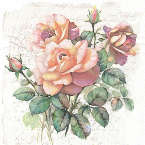 Serwetka 33x33 - Pastelowa róża