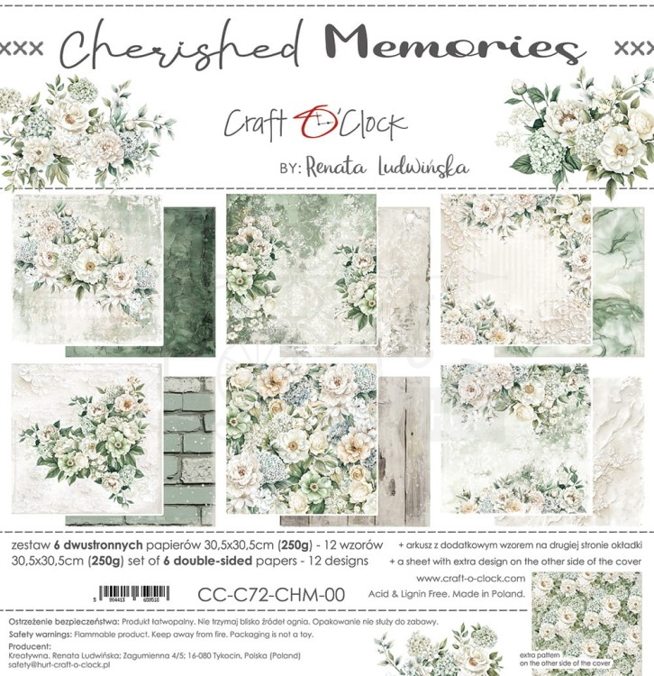 Zestaw papierów do scrapbookingu 30x30 Cherished Memories  CC-C72-CHM-00 Craft O'Clock