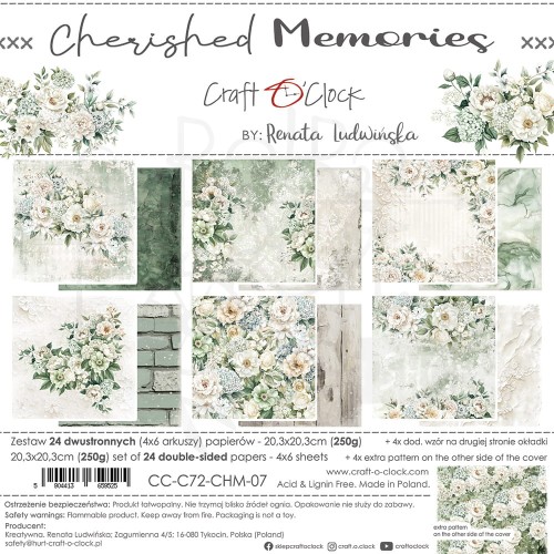 Zestaw papierów do scrapbookingu 20x20 Cherished Memories  CC-C72-CHM-07 Craft O'Clock