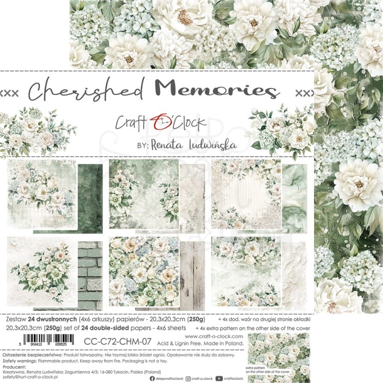 Zestaw papierów do scrapbookingu 20x20 Cherished Memories  CC-C72-CHM-07 Craft O'Clock