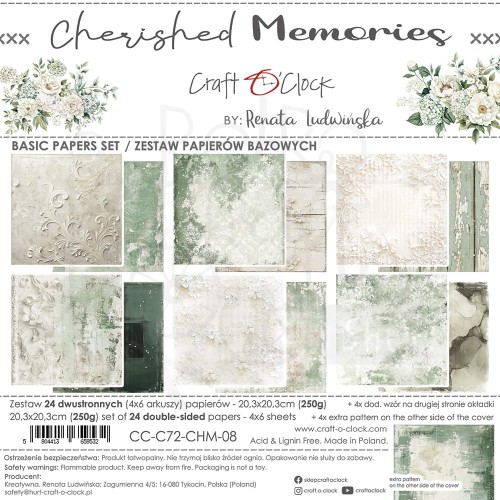 Zestaw papierów do scrapbookingu 20x20 Cherished Memories - Basic CC-C72-CHM-08 Craft O'Clock