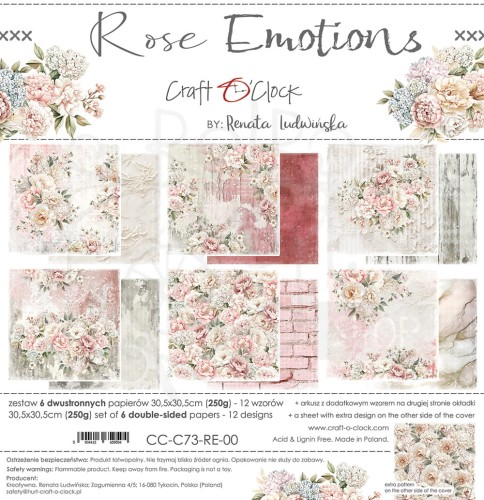 Zestaw papierów do scrapbookingu 30x30 Rose Emotions  CC-C73-RE-00 Craft O'Clock