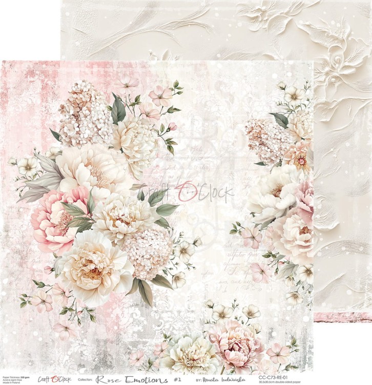 Zestaw papierów do scrapbookingu 30x30 Rose Emotions  CC-C73-RE-00 Craft O'Clock