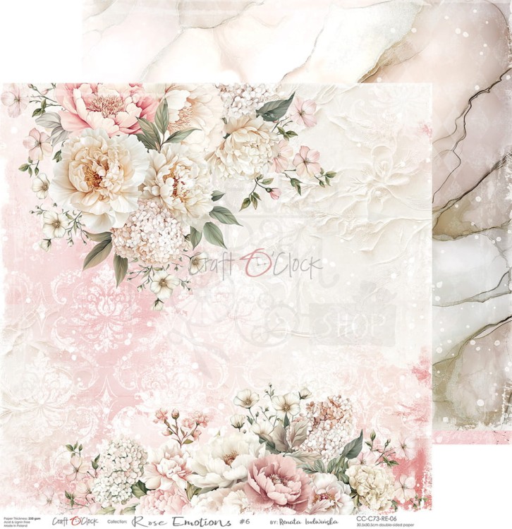 Zestaw papierów do scrapbookingu 30x30 Rose Emotions  CC-C73-RE-00 Craft O'Clock