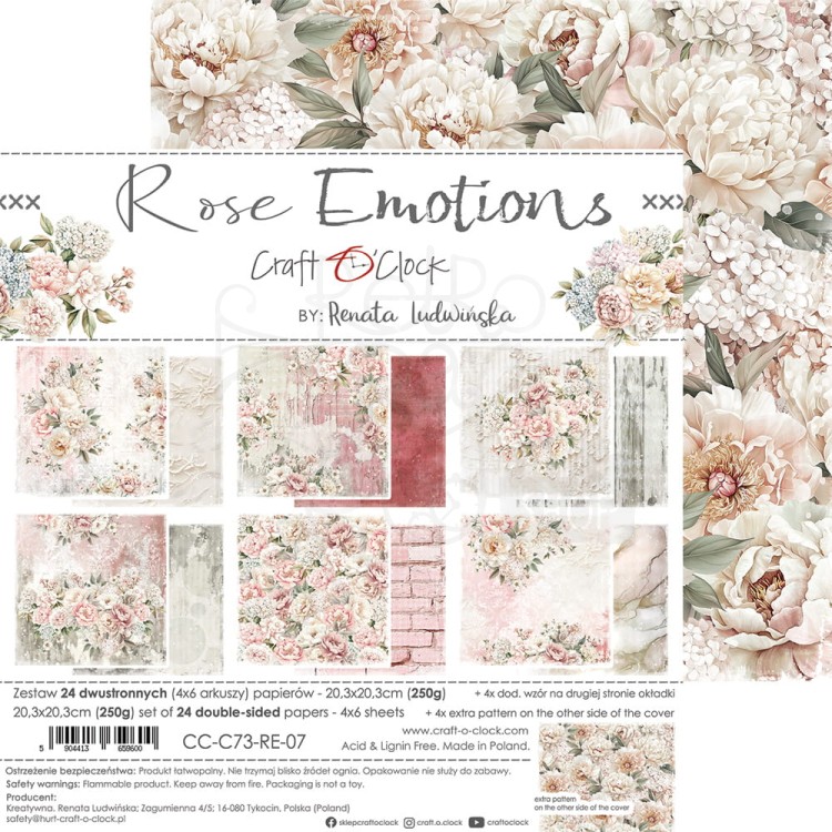 Zestaw papierów do scrapbookingu 20x20 Rose Emotions  CC-C73-RE-07 Craft O'Clock