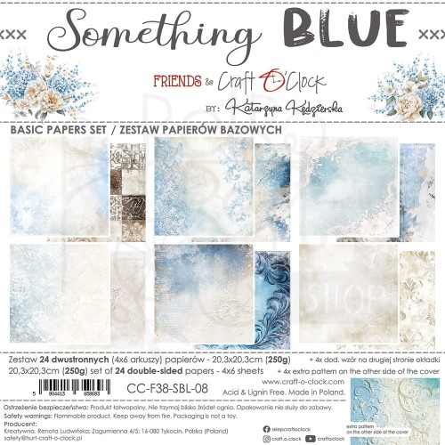 Zestaw papierów do scrapbookingu 20x20 Something Blue - Basic CC-F38-SBL-08 Craft O'Clock