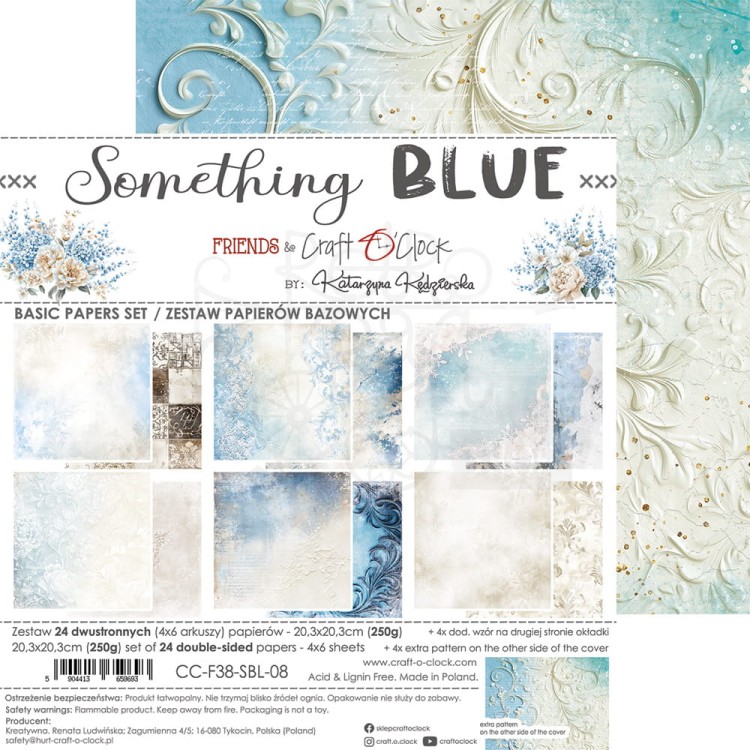 Zestaw papierów do scrapbookingu 20x20 Something Blue - Basic CC-F38-SBL-08 Craft O'Clock