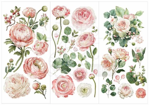 Rub-on transfer 15x30 Blushing Blooms 3 arkusze 675585 Prima