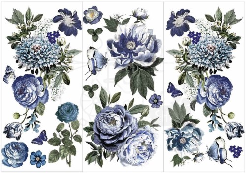 Rub-on transfer 15x30 Indigo Petals 3 arkusze 674588 Prima