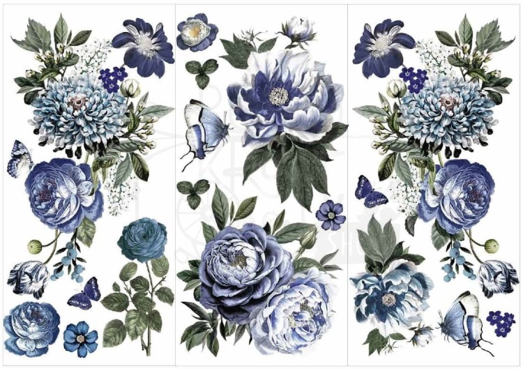 Rub-on transfer 15x30 Indigo Petals 3 arkusze 674588 Prima