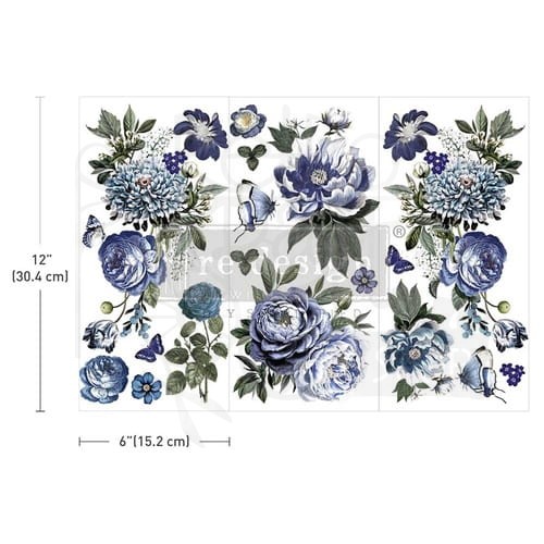 Rub-on transfer 15x30 Indigo Petals 3 arkusze 674588 Prima